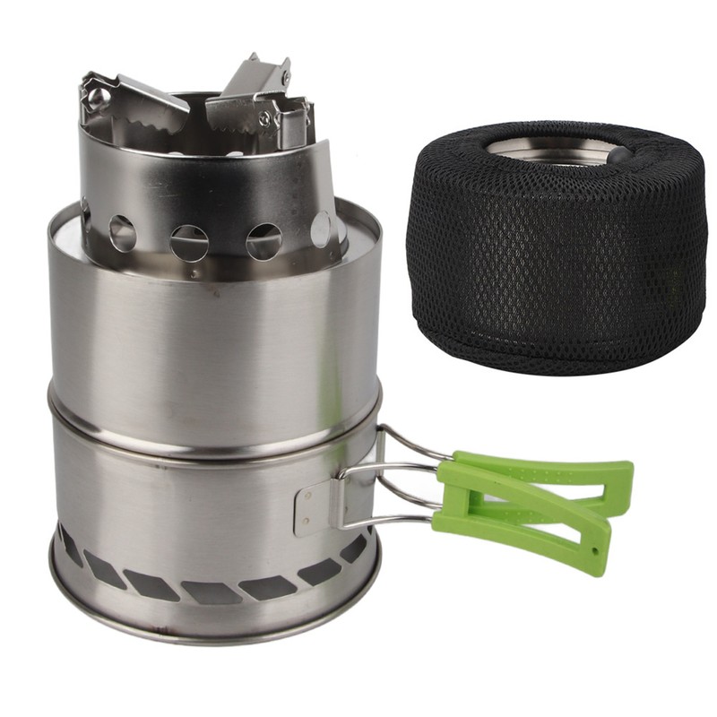 Outdoor Camping Equipment Windproof Wood Stove Cooking Stainless Steel Movable