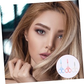 Healeved 3pcs Stainless Steel Beauty Tools Eyelash Curler Eyelash Scissors Nose Hair Scissors Easy to Clean for Home and Salon Use Pink Curved White Straight Blue Rounded