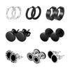 Black Stainless Steel Stud Earrings for Men Women Small Huggie