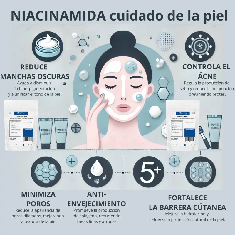 Niacinamida (vitamina B3) Usp Uso Cosmético 50 Gramos Todo Tipo