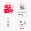 Celokiy Motivational Badge Reel, Pink Glitter ID Card Holder with
