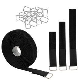 5m X 2.5cm Klettband Mit 25 Schnallen,Klett Kabelbinder Frei Zuschneidbar & Wiederverschließbar, Schwarz&ideal Als Kabelbinder, Klettband Zum Nähen, Hosengummi, Gummiband, Organisation & DIY