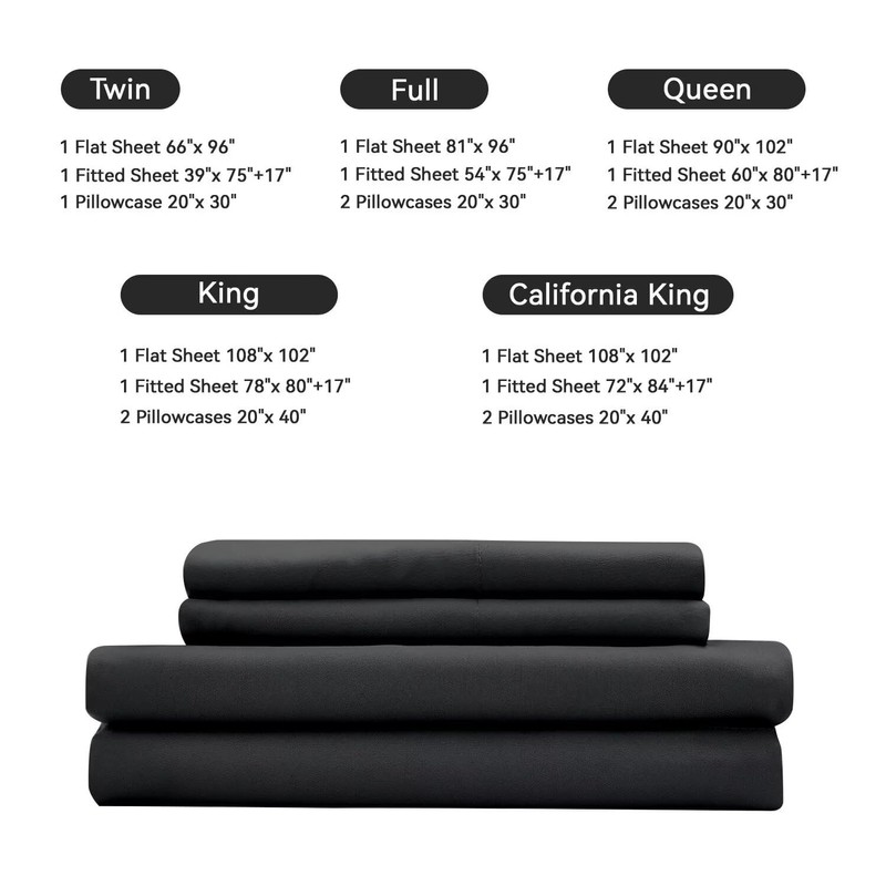 SIGF King Sheets Set, 4 Pieces Microfiber Bed Sheets Set