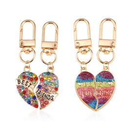 2 Pairs of Heart-Shaped Splicing Keychains, Creative Keychains, Friendship Gifts, Cute Sweet Pendants, Fun Pendants.