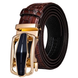 Barry.Wang Mens Formal Belt Fashion Buckle Genuine Leather Ratchet Automatic Belt Luxury Gift