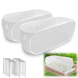 2PCS 47" x 21" x 17" Garden Netting for Raised Beds, Foldable Raised Garden Bed Cover with Ground Nail, Raised Bed Cover Fit 4 x 2ft Garden Beds, Insect Bird Control, Plant Protection