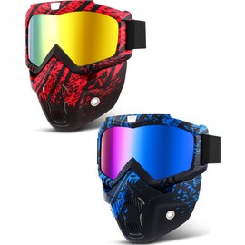 2 Gafas de Motocicleta Gafas de Montar en Casco Gafas con Cubierta Facial (Color Elegante)