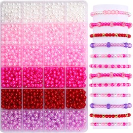 UPINS 1200Pcs Valentine's Day Pearl Beads for Jewelry Making Valentine's Day Round 6mm Wedding Party Decoration Necklace Bracelets Earrings Hair Beads DIY Crafts Supplies (6 Colors)