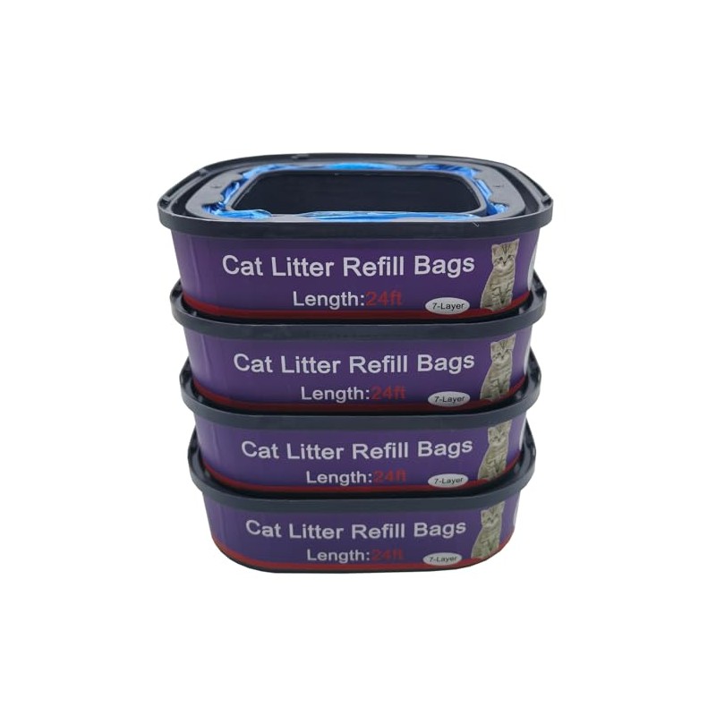 4 Pack Cat Litter Refill Bags Cartridges Compatible with Genie