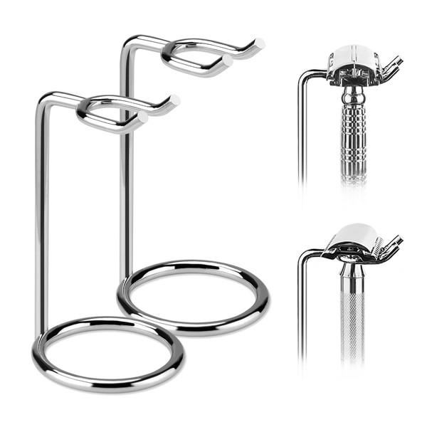 Linkidea 2 Pack Stainless Steel Safety Razor Stand, Brush Shaving