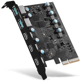 Tarjeta PCIe a USB 3.2/USB 3.1 Gen 2 de 10 Gbps, 5 puertos (3 x USB C -2 x USB A) Tarjeta de expansión PCI Express PC Hub USB interno para Windows 10/8/7 Linux y MAC OS 10.8.2 arriba