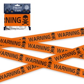 Cinta adhesiva para decoración de Halloween, cinta de advertencia de peligro de Halloween, cintas de miedo zombies para casas embrujadas, fiestas de vampiros, fiestas de (Naranja, 7.5cm*9.1m)