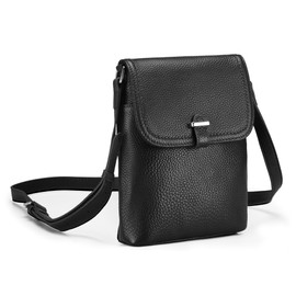 befen Black Crossbody Bag for Women Genuine Leather RFID Phone Bags for Women Crossbody Small Shoulder Bag with Adjustable Strap