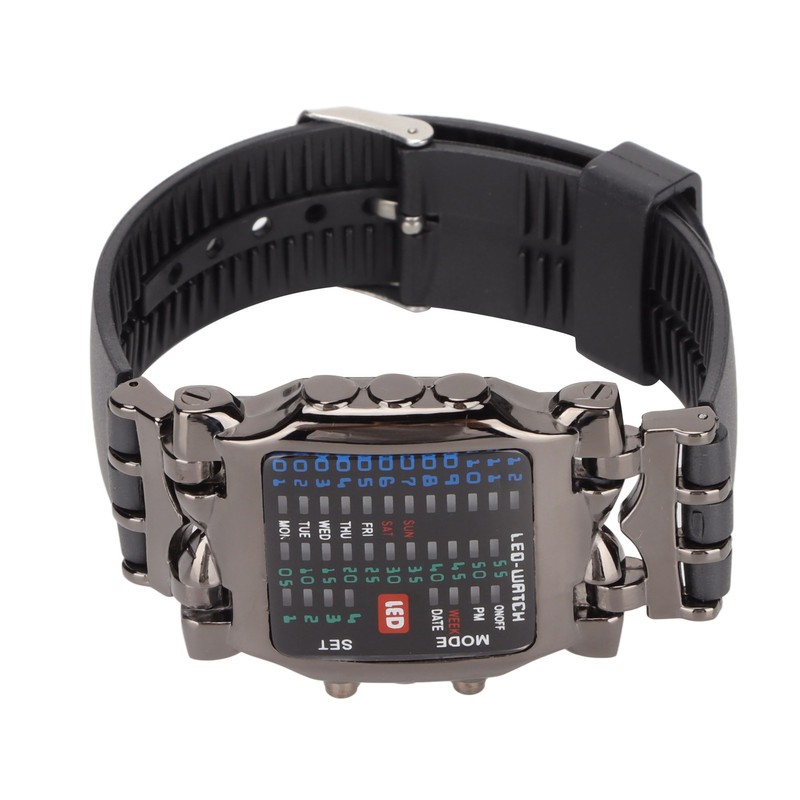 Men's LED Watch Classic Fashion Men's Rectangular Watch with Binary