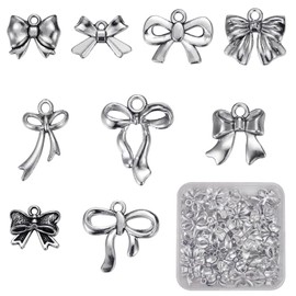 COGCHARGER Pack of 90 Bowknot Charm Pendants Alloy Vintage Charms Pendant Tibetan Charm Made of Metal for Bracelets Necklaces Earrings DIY Jewellery Making