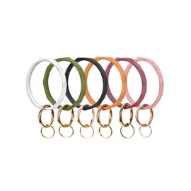 Mymazn Silicone Bangle Key Ring Bracelet Keychain for Women Wristlet Round Keyring (6 Pack)