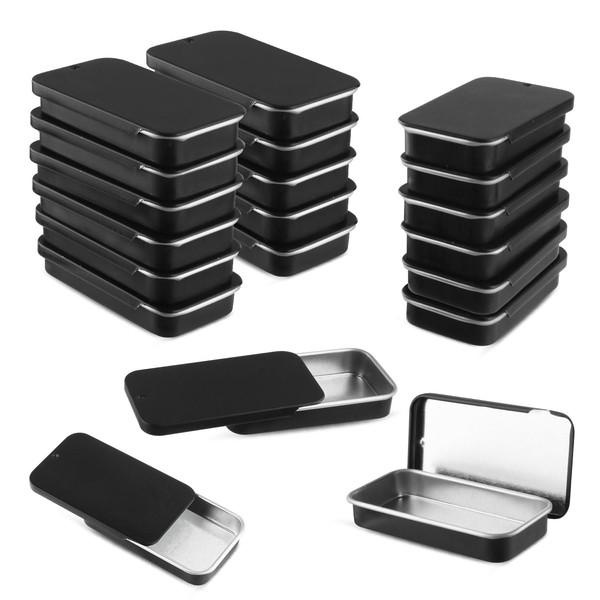 20 Pack Metal Slide Top Tin Containers Rectangular Small Tin