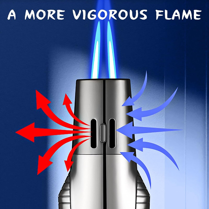 KAIEOMGN Dual Jet Flame Torch Lighter Butane Refill, Windproof Refillable
