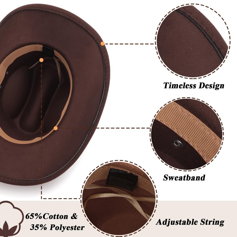 AQOKKA Western Cowboy Hats for Women Classic Felt Wide Brim