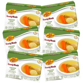 KJ Poultry Kosher Ready Meals - Matza Ball Chicken Soup & Vegetables, CHOMETZ NOT for PASSOVER, MRE Meat Meals Ready to Eat, Shabbos Food, Halal, (6 Pack) Cooked Entree, Shelf Stable Microwave Dinner
