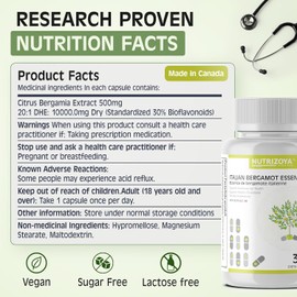 Italian Citrus Bergamot Supplement for Cardiovascular Health, 30 Capsules - 500mg Plant-Based Polyphenols with Antioxidants - Supports LDL, HDL, Cholesterol & Lipid Balance