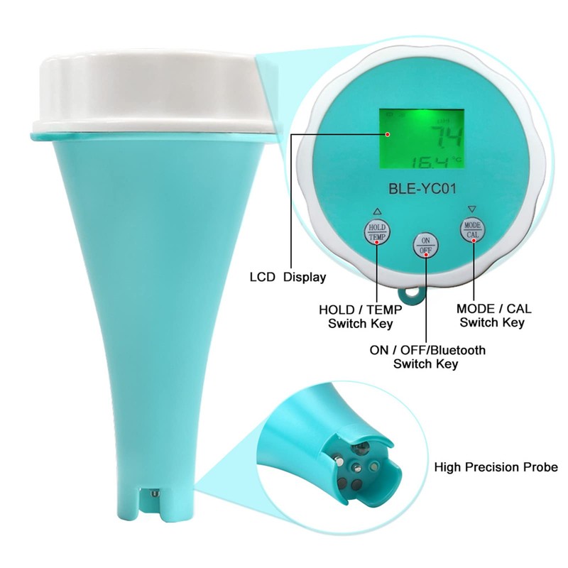 Digital Water Tester, Water Tester, 6-in-1 PH-EC-TDS-ORP-Temp Residual Chlorine Water