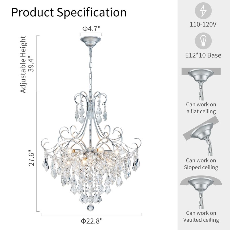 WUZUPS Crystal Chandelier 10-Light Pendant Ceiling Light Modern Lighting Fixture