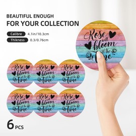 6Pcs Ceramic Coaster Set with Holder, Absorbent Drink Coasters for All Cup Types, 4 Inchs Coasters for Kitchen and Bar Decor, Ideal for Wooden and Coffee Tables