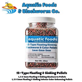 Aquatic Foods Inc. 12-Type Floating & Sinking Blackworm & Intense Coloring Pellets Jar - 2-lb Jar
