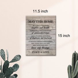 New Home Wall Art May This Home Be a Place of Happiness Canvas Print Inspirational Quote Framed Painting for Home Wall & Tabletop Decor Housewarming Gift