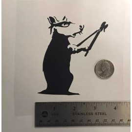 Unbranded Banksy Rat with Bolt-Cutter BLACK vinyl decal weatherproof 4 x 3.5 inches USA