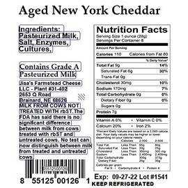 Aged New York Cheddar | 3-Pack | 8 oz Each | Artisan Cheese | Made with Whole Milk | Crafted in Small Batches | Product of Nebraska | Jisa's Farmstead Cheese