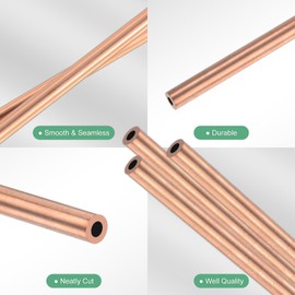 M METERXITY 3-Pack 300mm Copper Round Tube, 4mm OD 1mm Wall Thickness Copper Seamless Tubing for Construction/Machining/DIY Crafting, Metal Straight Pipe [0.16x0.04x12IN]