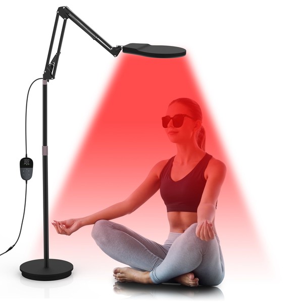 Relhafethy Red Infrared Lamp, 150LEDs Red Light Lamp with Stand,