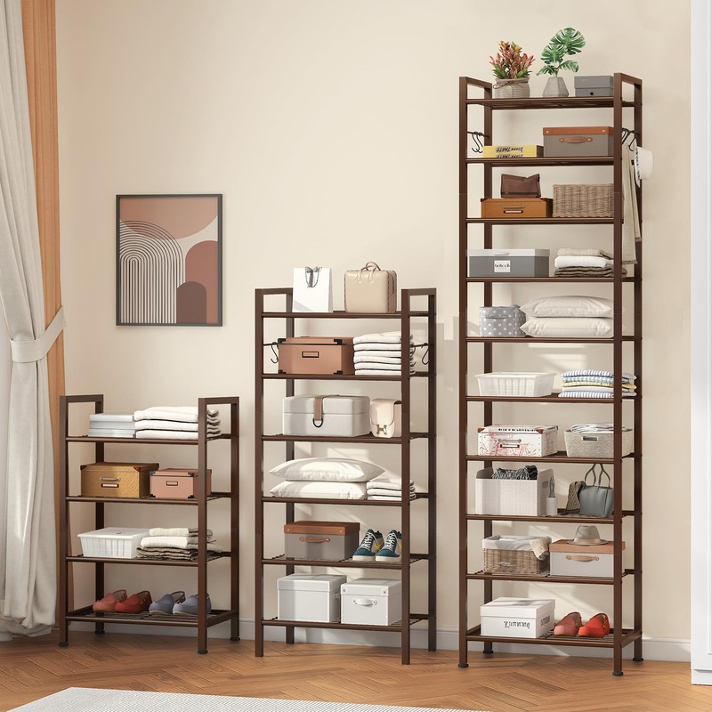 usikey 10 Tiers Narrow Shoe Rack 20-30 Pairs, Sturdy Metal