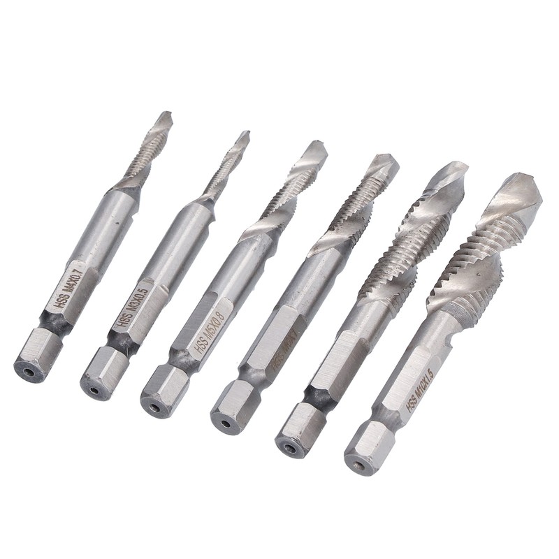 Drill Tap Bit Set Hex Shank Metric Combo HSS Ti