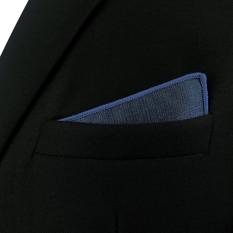 SHLAX & WING Men's Silk Pocket Square, Solid, Blue, Extra