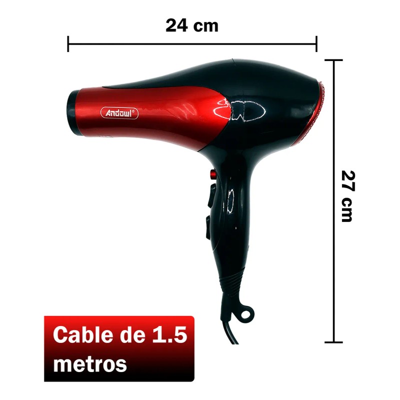 Secadora De Pelo 1200w 3temperaturas 2velocidades Para Mujer