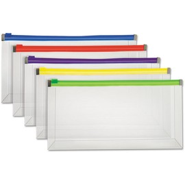 Pendaflex. Poly Zip Envelope, Check, Open Side, Assorted, 5/Pack, One Random Color Will be Shipped