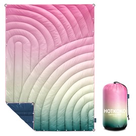 hotkoko Camping Blanket,Packable Down Alternative Puffy Printed Camping Blanket Lightweight Outdoor Blanket for Camping,Traveling, Stadium, Hiking, Picnics