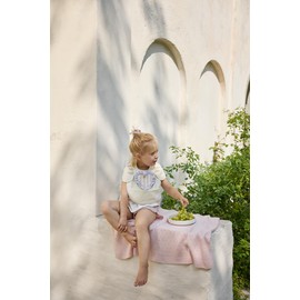 Elodie Details Baby Bib with Crumb Tray, Washable, Scandinavian Design, Waterproof, Oat White