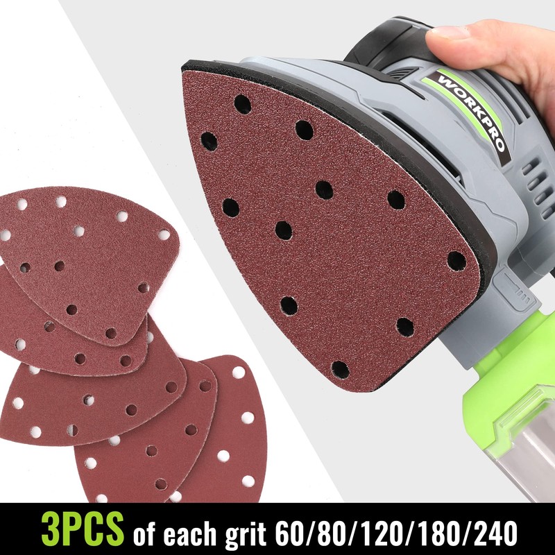 WORKPRO Detail Sander, 13,000 OPM Compact Electric Sander with Dust