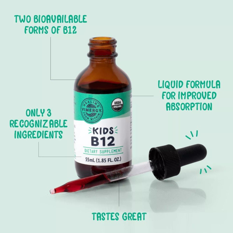 Vimergy Kids USDA Organic Liquid B12– 55 ml | Ages