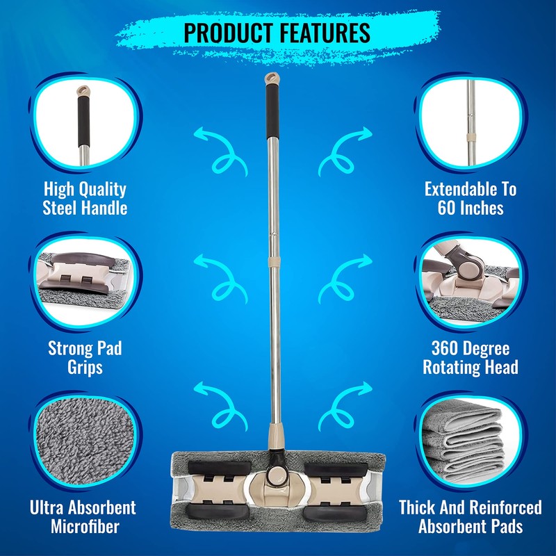 MAYSHINE Microfiber Hardwood Floor Wet and Dry Dust Mop w/