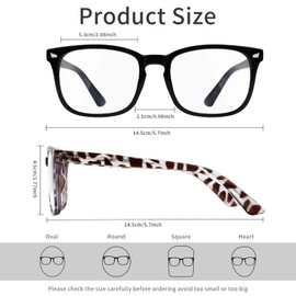 ZNHIS Blue Light Glasses, Blue Light Blocking Glasses, 2 Pack, Clear Glasses, Clear Bluelight Glasses, Blue Light Glasses for Women Men, Anti-Eyestrain UV Glare Glasses (Black + Leopard)