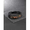 Jovivi Mens Leather Beads Bracelets 8mm Natural Tiger Eye Stone