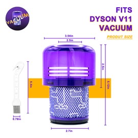 3 Pack Filter Replacement V11, Vacuum Filters Replacement v11 with Clean Brush Compatible with Dyson V11 Torque Drive V11 Animal V11 Complete V11 Extra, V11 Filter Replacement Washable