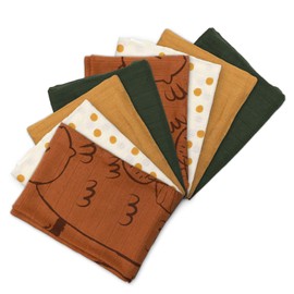 Pippi Muslin Nappies Set, Burp Cloths, Pack of 8, Muslin (Corn Dots + Terra + Fir)