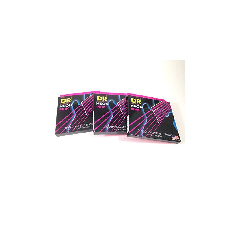 DR Strings Guitar Strings 3 Pack Electric Neon Pink 10-46