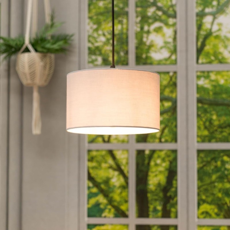MiniSun | Small Modern Grey Fabric Drum Light Shades |
